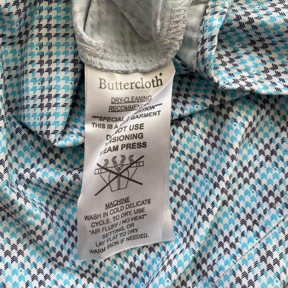 BUTTERCLOTH Icy Cotton Men's L Regular Fit Button Up Shirt Blue White Gray - Picture 12 of 12